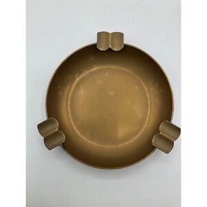 MCM Vintage Brass Cigar Ashtray Round Holder Retro‎ Home Decor Large Heavy 7"D